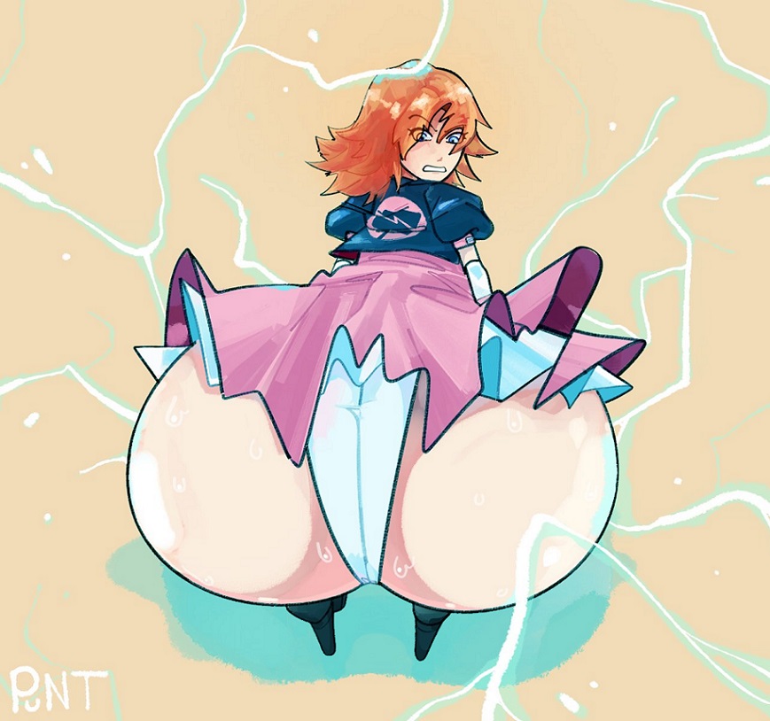 1girls, 2022, ass, bubble ass, bubble butt, electricity, female, female only, ginger, huge ass, nora valkyrie, panties, puntthepoodle, rooster teeth, rwby, skirt, solo, wide hips