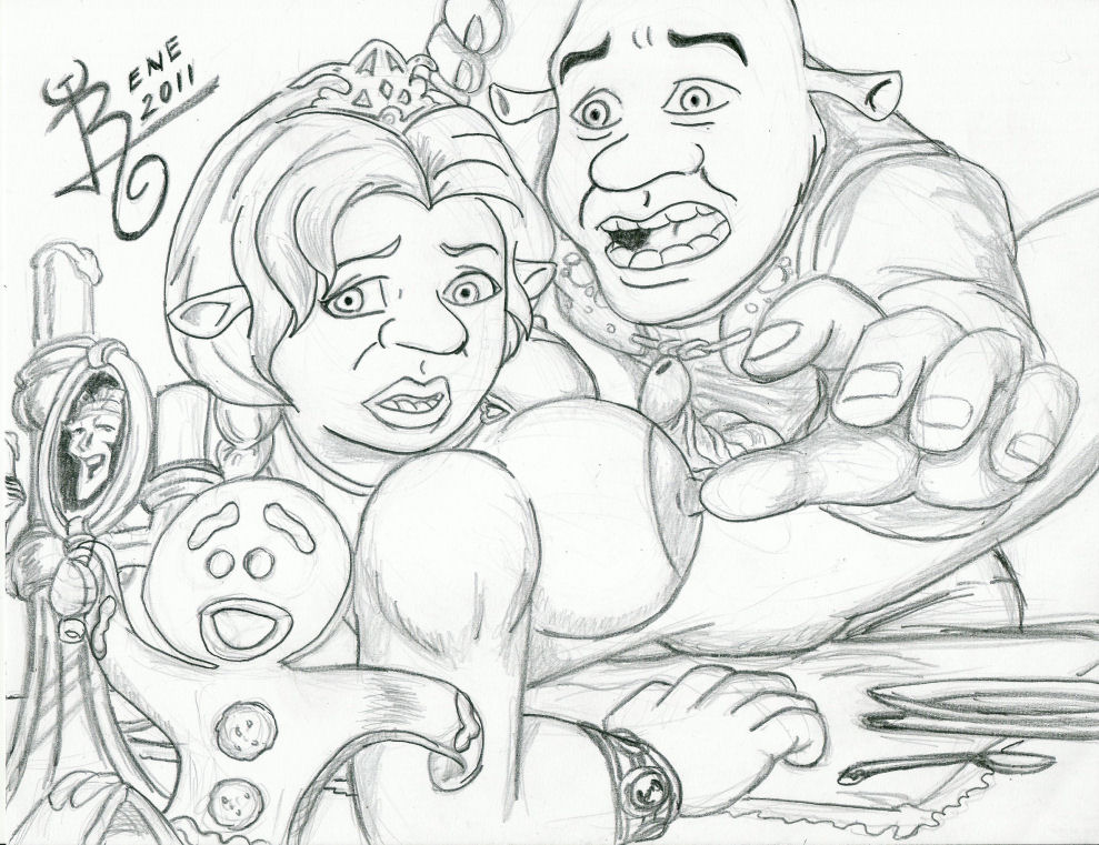 1girls 2011 breasts dreamworks female futanari gingerbread_man humanoid intersex male_on_futa monochrome nipples ogre ogress_fiona princess princess_fiona princess_fiona_(ogre) rlg shrek shrek_(film) shrek_(series) tagme