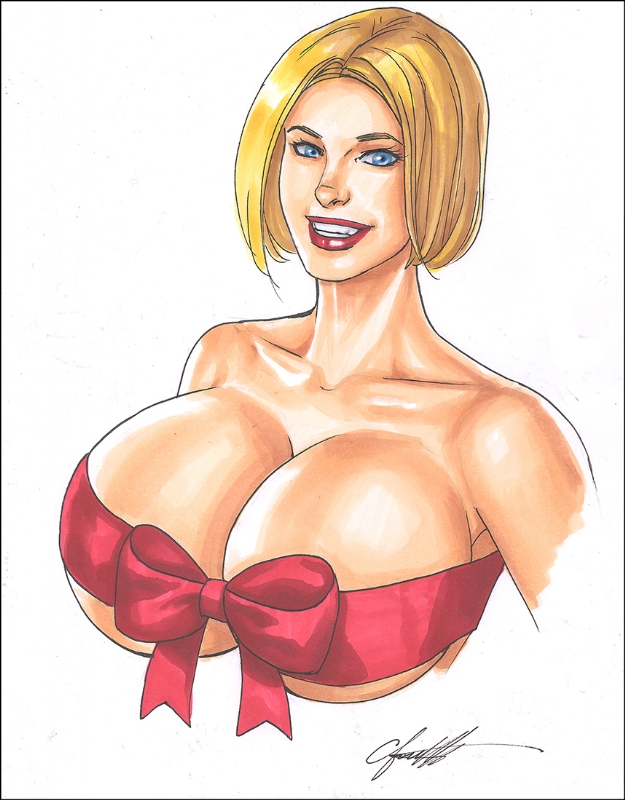 1girls blonde_hair blue_eyes chris_foulkes cleavage curvaceous curvy curvy_female curvy_figure daikkenaurora dc dc_comics deep_cleavage female female_only gift_bow gift_wrapping heroine hourglass_figure huge_breasts kara_zor-l karen_starr kryptonian light-skinned_female light_skin lingerie power_girl ribbon_bra smile solo solo_female superheroine superman_(series) tagme voluptuous voluptuous_female