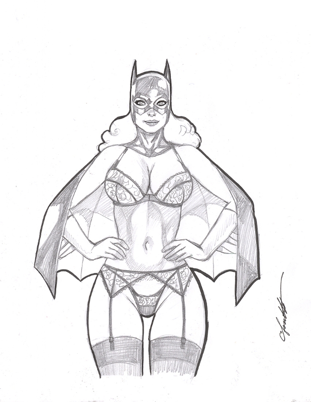 1girls barbara_gordon batgirl batman_(series) black_and_white bra chris_foulkes curvaceous curvy curvy_female curvy_figure dc dc_comics female female_only g-string garter_belt hourglass_figure light-skinned_female light_skin lingerie solo solo_female stockings tagme voluptuous voluptuous_female