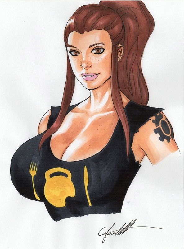 1girls 2d blizzard_entertainment brigitte chris_foulkes curvaceous curvy curvy_female curvy_figure female female_only hourglass_figure light-skinned_female light_skin overwatch solo solo_female tagme voluptuous voluptuous_female