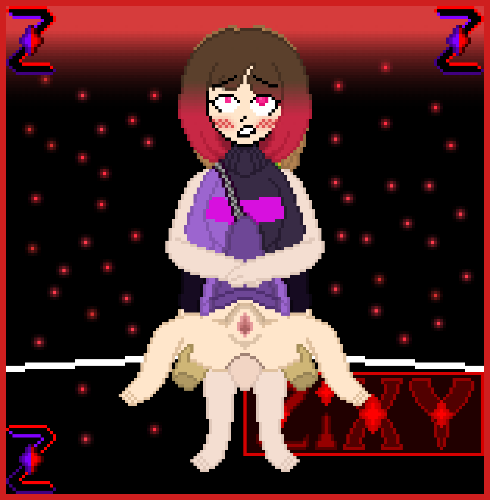 1girls 2d 2futas anal anal_sex bete_noire blush chara disembodied_hand eyes_rolling_back female frisk futa_on_female futanari glitchtale held_by_leg held_up large_penis light-skinned_female light-skinned_futanari light_skin pixel_art self_upload sex undertale undertale_(series) undertale_au z!betty zixy