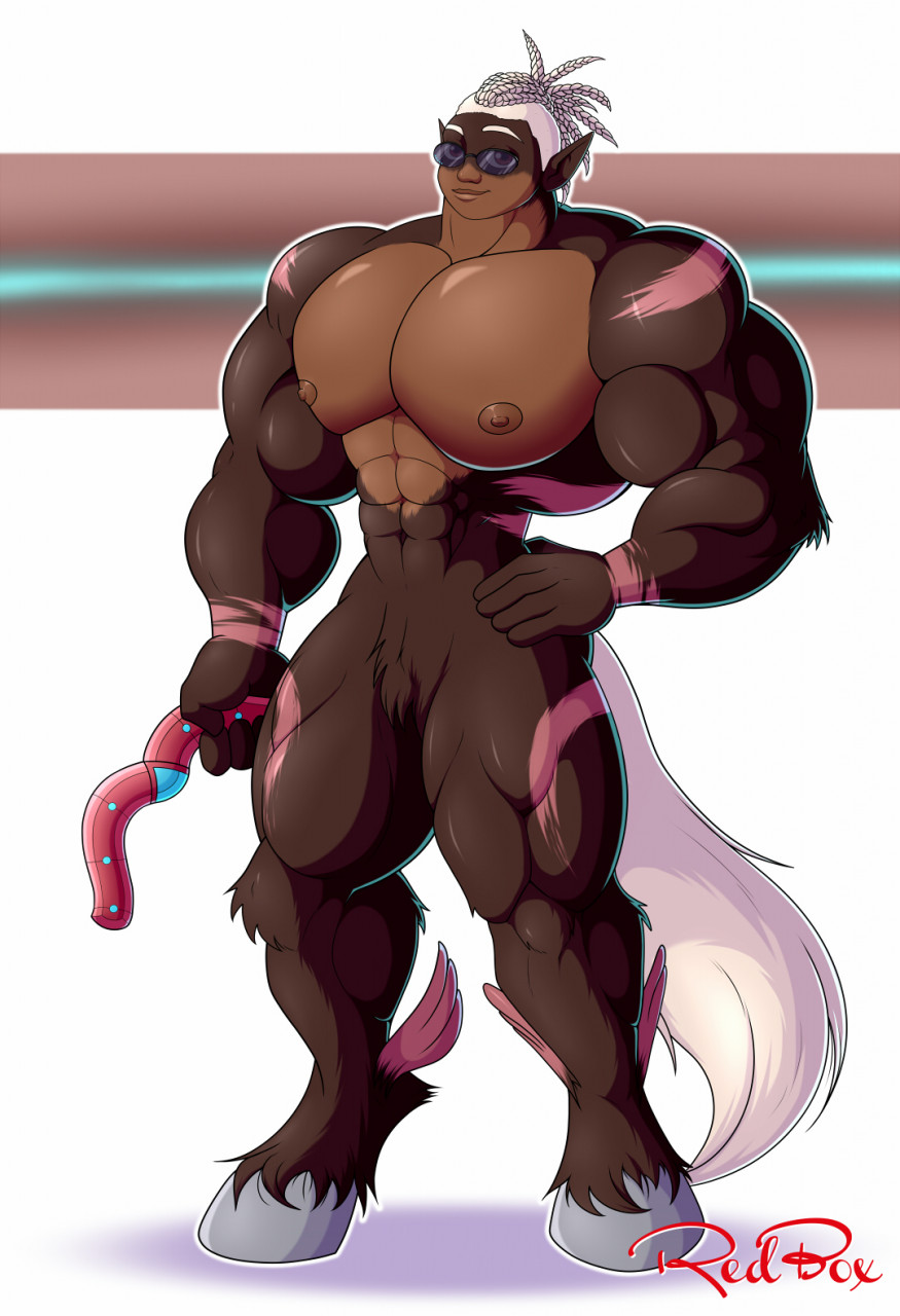 abs anthro biceps big_pecs brown_fur horse_boy horse_ears hyper male male_only max_kante miraculous_ladybug muscular_male pegasus_(miraculous) red-box solo solo_male straight_hair white_hair