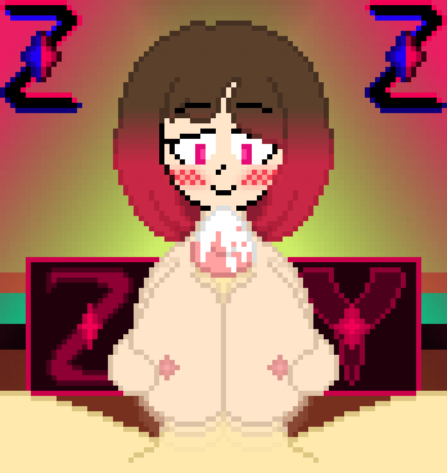 1girls bete_noire big_breasts big_penis blush breasts cum cum_on_penis female glitchtale paizuri pixel_art self_upload z!betty zixy