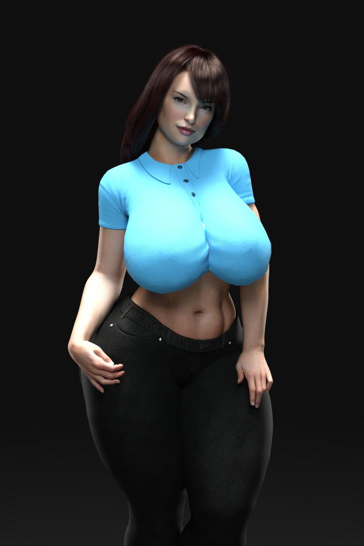 1girls, 3d, ass, big ass, big breasts, breasts, brown eyes, brown hair, celebrity, female, female only, fully clothed, huge breasts, lily adams (at&t), milana vayntrub, solo, thick thighs, venus body, wide hips
