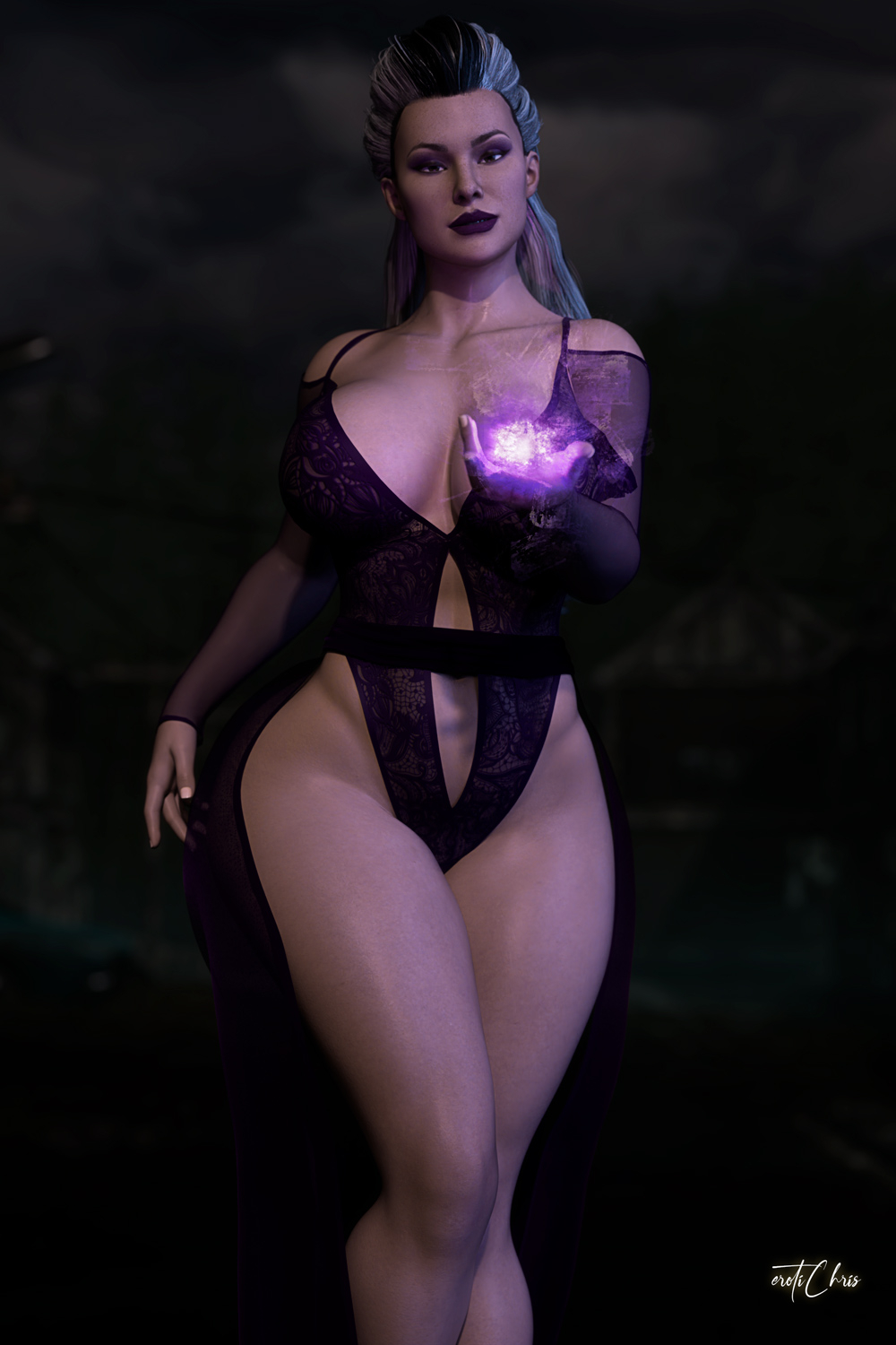 1girls, 3d, abs, ass, big ass, big breasts, big butt, breasts, bubble ass, bubble butt, busty, cga3d, child bearing hips, curvaceous, curvy, curvy body, curvy female, curvy figure, erotichris, female, female focus, female only, grin, hips, large breasts, lingerie, long hair, long nails, looking at viewer, mature, mature female, milf, mortal kombat, mortal kombat 11, multicolored hair, purple eyeshadow, purple lipstick, seducing, seductive, seductive eyes, seductive look, seductive smile, sindel, solo, solo female, solo focus, standing, thick thighs, thighhighs, very long hair, voluptuous female, wide hips