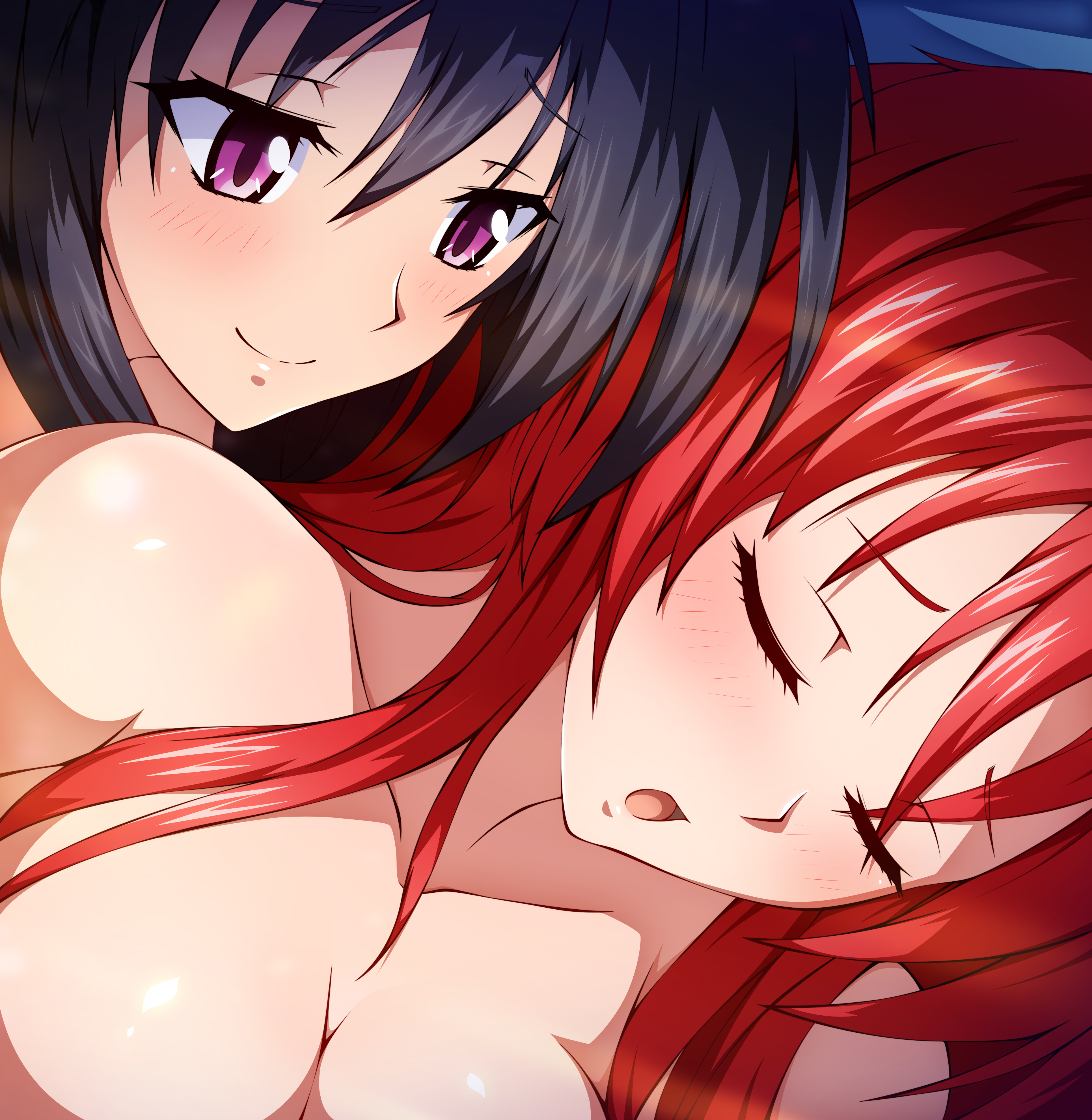 2girls, akeno himejima, best friends, blue-senpai, female, female only, high school dxd, rias gremory, sleep molestation, sleeping, sleeping nude, tagme, yuri