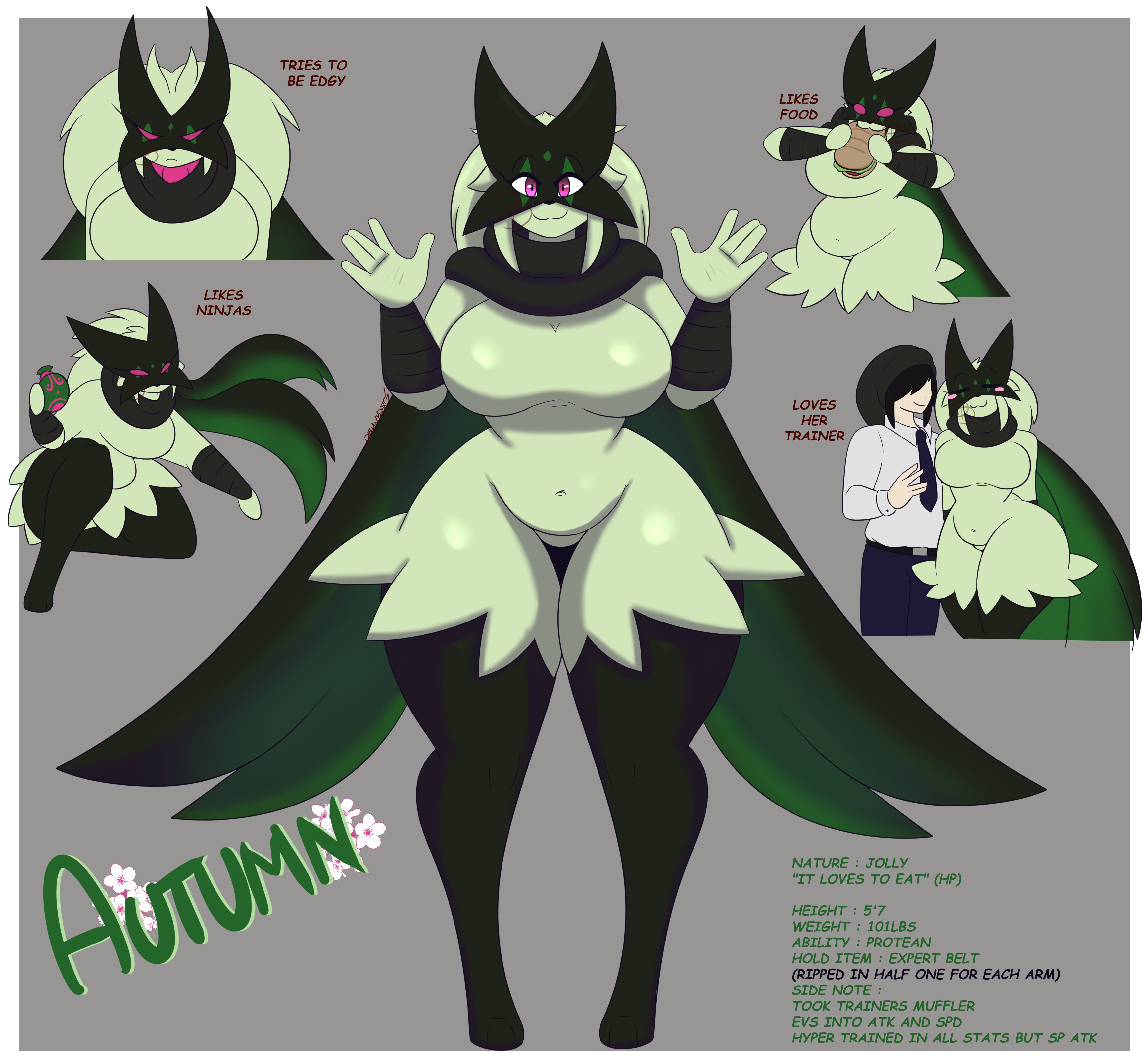 autumn (dewwydartz), big breasts, breasts, dewwydarts, dewwydartz, female, florian (pokemon), meowscarada, pokémon (species), pokemon, pokemon (species), pokemon sv, tagme, thick thighs, wide hips