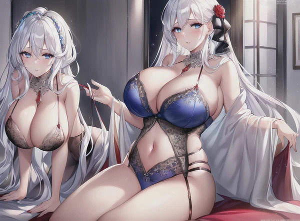 2girls, ai generated, blue eyes, commentary request, female, nai diffusion, oc, original character, silver hair, sister, sisters, stable diffusion, tagme, white hair