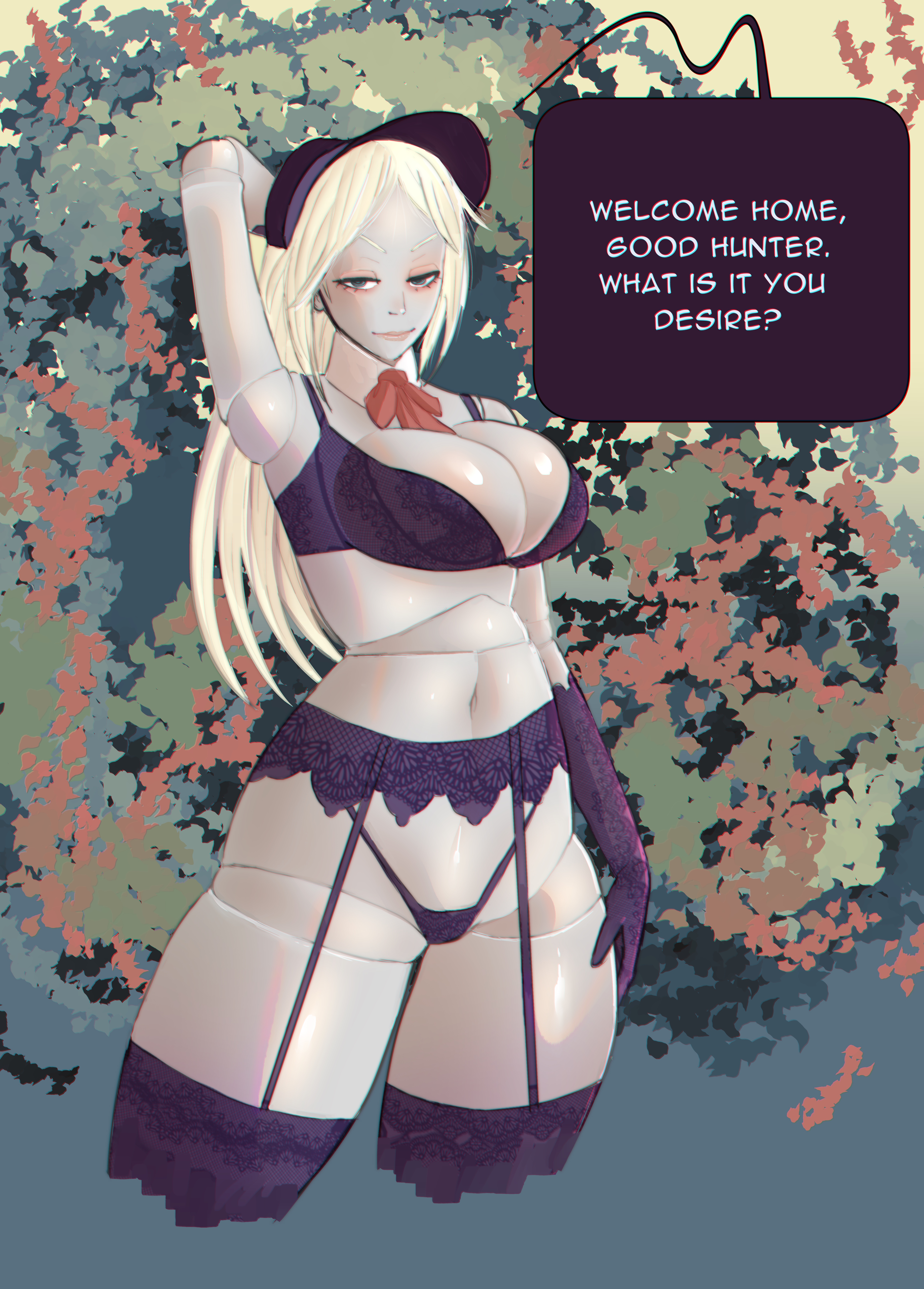 1girls, 2d, arm up, big breasts, blonde hair, bloodborne, bonnet, bra, breasts, clenched teeth, detached collar, doll, doll joints, female, female only, fromsoftware, garter belt, garter straps, gixar, gloves, hi res, highleg panties, lace, lace trim, lace-trimmed thighhighs, light skin, light-skinned female, lingerie, long hair, looking at viewer, neck ribbon, pale skin, pale-skinned female, panties, plain doll, platinum blonde hair, sex, smile, solo, solo female, stockings, thick thighs, thighhighs, underwear, very high resolution, wide hips