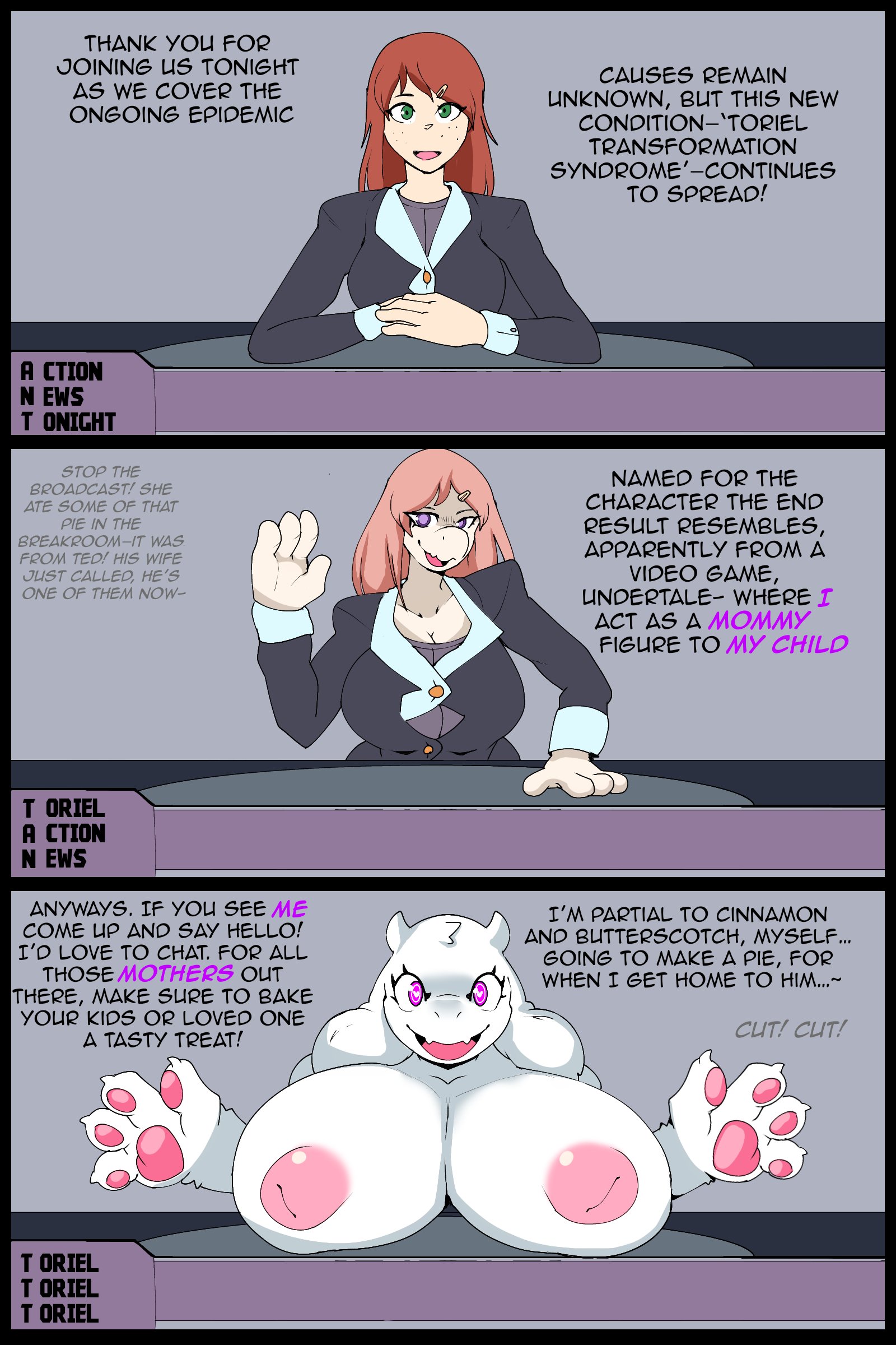 1girls, 2d, ass, ass expansion, big ass, big breasts, big butt, body transformation, breast expansion, breast growth, breast growth (enlargement), breasts, breasts bigger than body, breasts bigger than head, breasts bigger than torso, character transformation, comic, english, english text, expansion, eyes, faetomi, female, female only, figure transformation, fur, furry, hair, hourglass figure, huge breasts, hyper breasts, hypnosis, inflation, mind control, naked, naked female, nipple bulge, nipple slip, nipples, nude, nude female, solo, talking, text, toriel, transformation, undertale, undertale (series)
