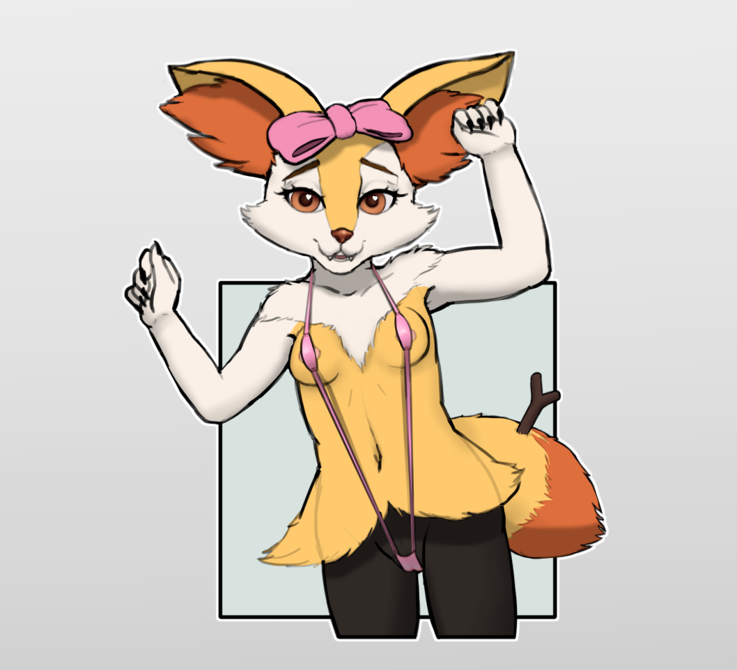 2022 accessory anthro bikini bottomwear bow_accessory bow_ribbon brai-brai_(fulconarts) braixen breasts camel_toe cheek_tuft clothing cute_expression cute_eyes digital_media_(artwork) facial_tuft female fluffy fulconarts generation_6_pokemon hair_accessory hair_ribbon hairbow looking_at_viewer neck_tuft nintendo nipple_slip nipples pokémon_(species) pokemon pokemon_(species) ribbons short short_stack shortstack size_difference slim sling sling_bikini small_breasts small_waist smaller_female smile smiling_at_viewer solo swimwear tuft video_games