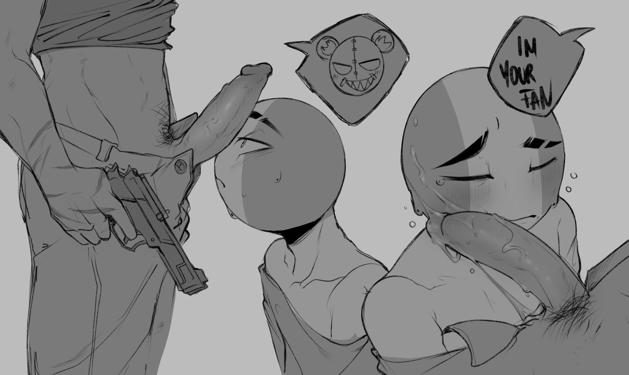 2boys, big penis, countryhumans, cum, dafriix, erection, gay, germany (countryhumans), gun, italy (countryhumans), male, male only, mask, penis, penis on face, porn, pubic hair, questionable consent, sweat, yaoi