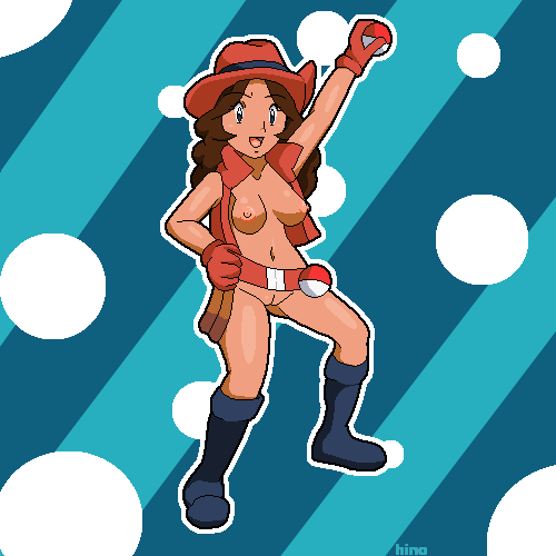 1girls areolae artist_request belt blue_background blue_eyes boots breasts brown_hair color dark-skinned_female dark_skin female female_only hand_on_hip hat hinorashi human human_only long_hair nipples npc_trainer open_mouth poke_ball pokemon pokemon_bw pokemon_ranger_(pokemon) pokemon_ranger_(pokemon_bw) pussy solo source_request standing