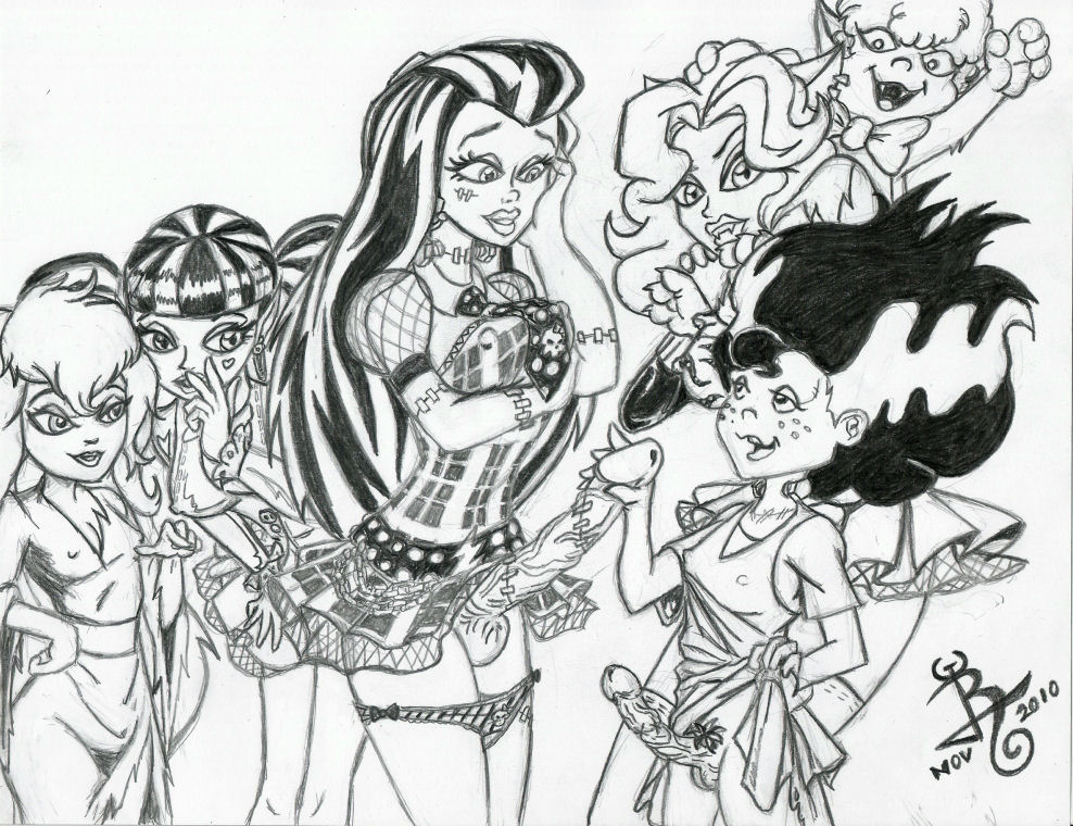 clawdeen_wolf crossover draculaura elsa_frankenteen frankenstein frankie_stein futa_only futanari hanna-barbera intersex monochrome monster_high penis rlg scooby-doo scooby-doo_and_the_ghoul_school sibella_dracula sketch tagme winnie_werewolf