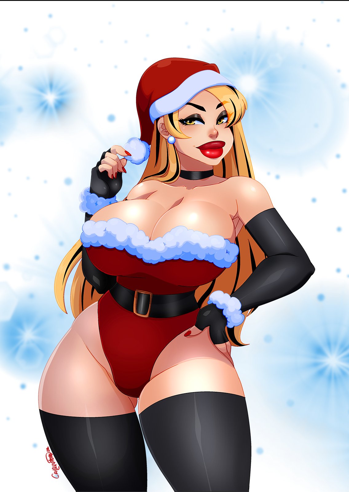 1girls big_breasts breasts busty candy_bandit christmas cleavage commission curvaceous curvy cute cute_face digital_media_(artwork) eyebrows eyelashes eyes female female_focus hair hips hourglass_figure huge_breasts ladycandy2011 large_breasts legs light-skinned_female light_skin lips thick thick_legs thick_lips thick_thighs thighs top_heavy upper_body voluptuous waist wide_hips