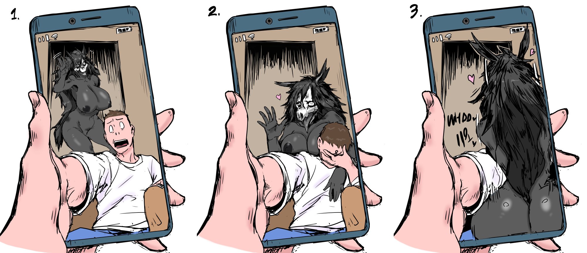 <3, 1boy, 1girls, 2022, anthro, areola, areolae, ass, baneroku, big ass, big breasts, black body, black fur, black hair, breasts, canine, canine skull, clothed, clothed male nude female, clothes, clothing, cute, dark fur, female, female anthro, fur, furry, gonzalo costa, hair, heart, human, human male, human male on anthro female, human on anthro, long hair, mal0, male, male human/female anthro, male on anthro, malo, naked, nipples, nude, phone, scp foundation, scp-1471, scp-1471-a, selfie, sex, skull, skull head, straight, straight hair