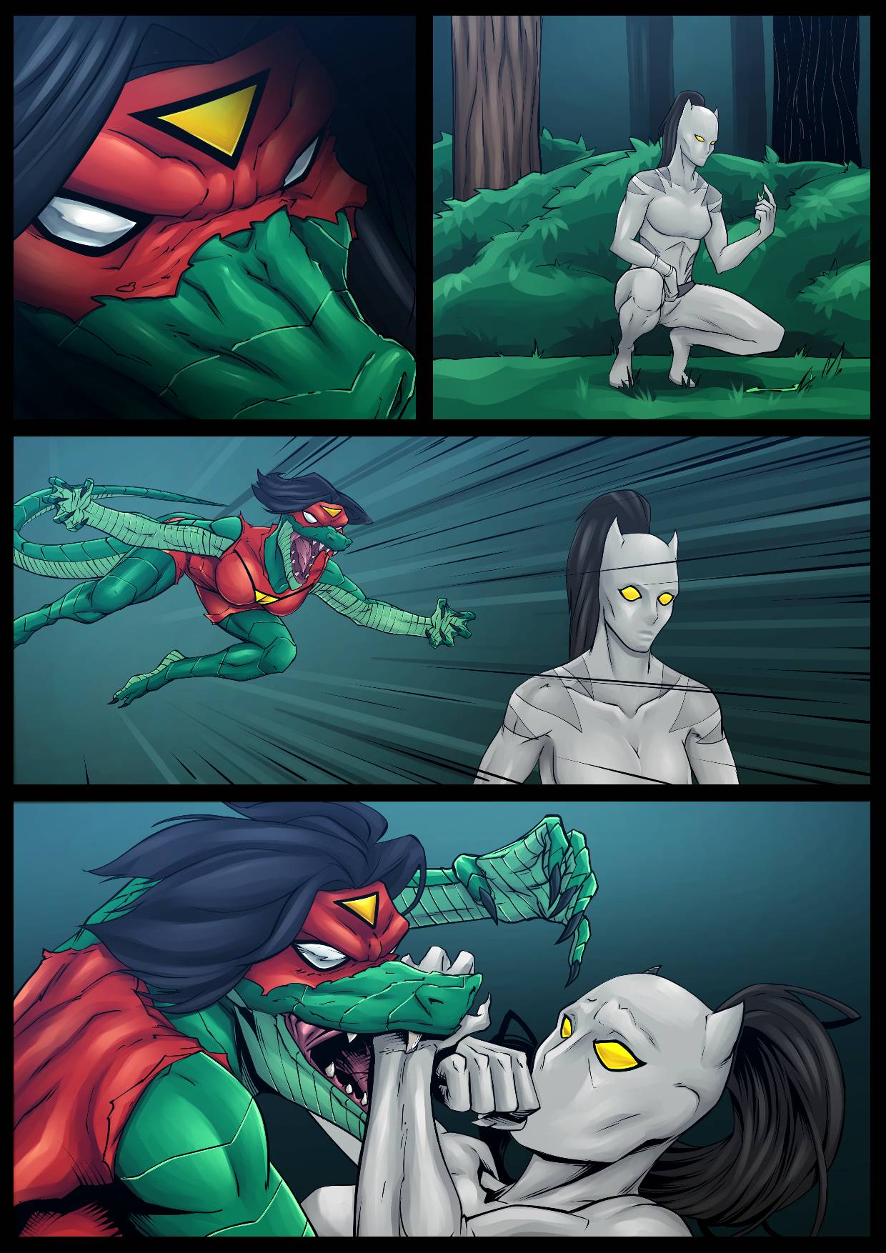 ava_ayala bite comic female genomod666 jessica_drew lizard lizard_girl lizard_tail marvel pre-transformation spider-woman straight_hair transformation white_tiger_(marvel) xmonstergirlshideout