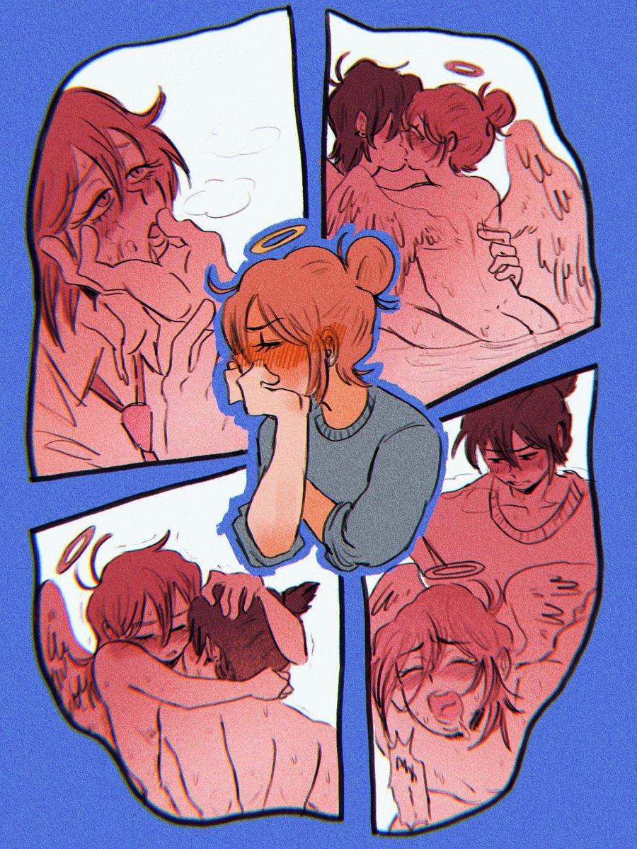 ahe gao, ambiguous penetration, anal sex, angel devil (chainsaw man), ass, bath, blush, chainsaw man, doggy style, femboy, gay, half-closed eyes, halo, hayakawa aki, implied anal, kissing, lazynico, male, male on femboy, wholesome, wings, yaoi