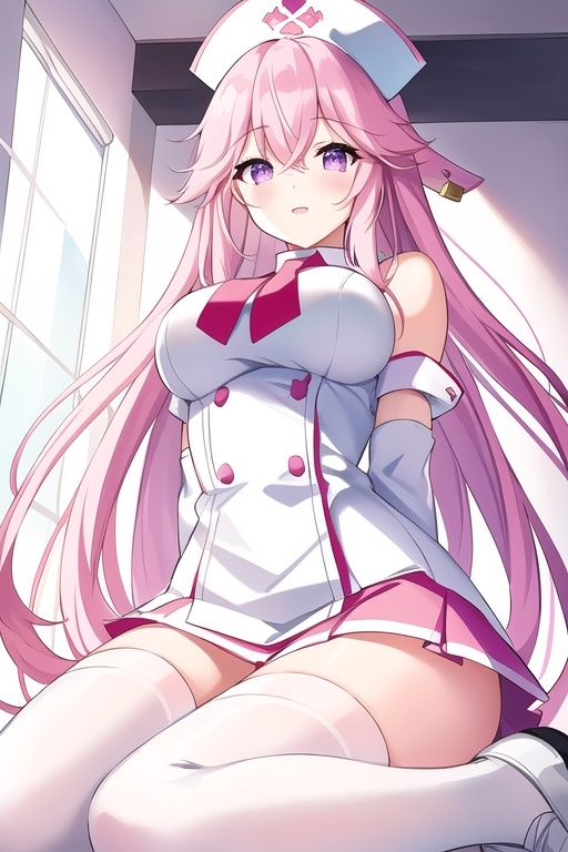 1girls, ai generated, alternate costume, animal ears, bangs, big breasts, blush, breasts, busty, child bearing hips, curvaceous, curves, curvy, curvy body, curvy female, curvy figure, earrings, elbow gloves, female, female focus, female only, floppy ears, full body, fully clothed, genshin impact, high-waist skirt, huge breasts, jewelry, large breasts, legwear, light skin, light-skinned female, long hair, nai diffusion, necktie, nurse, nurse cap, nurse clothing, nurse hat, nurse uniform, pink hair, pink skirt, pleated skirt, purple eyes, socks, solo, solo female, solo focus, stable diffusion, standing, stockings, thick thighs, thigh socks, thighhighs, thighs, turtleneck, video games, voluptuous, white gloves, white legwear, white socks, wide hips, yae miko