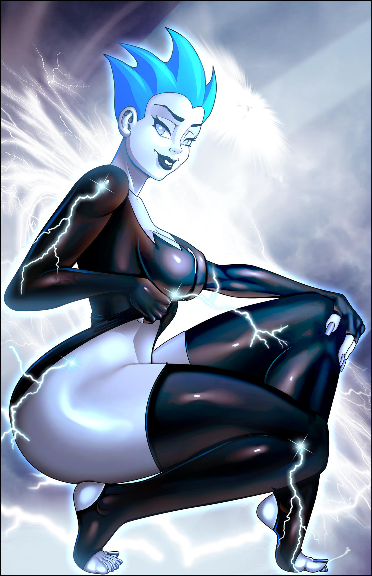 1girls ass athletic athletic_female barefoot big_ass big_breasts blue_hair breasts bust busty cleavage d2kmax d2kprime dc dc_comics dcau digital_drawing_(artwork) digital_media_(artwork) eyebrows eyelashes eyes feet female female_only hair hips hourglass_figure huge_breasts justice_league large_breasts legs leslie_willis lips livewire long_toenails mature mature_female short_hair stirrup_legwear superman_(series) thick thick_legs thick_lips thick_thighs thighs toenails toes toned toned_ass toned_female top_heavy upper_body villain villainess voluptuous wide_hips