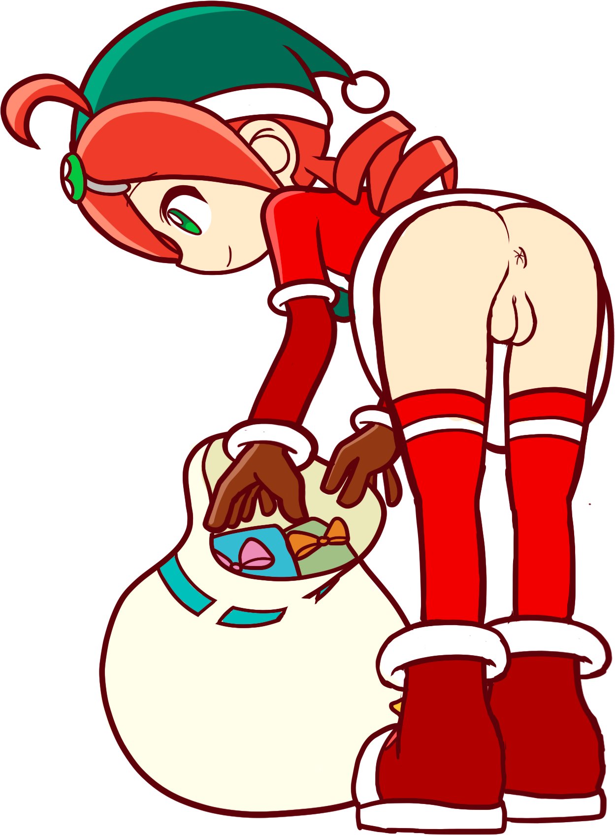 1girls accurate_art_style andou_ringo anus ass big_ass christmas furii_(artist) legwear pussy puyo_puyo puyo_puyo_7 puyo_puyo_artstyle puyo_puyo_fever santa_hat thick_thighs thighs