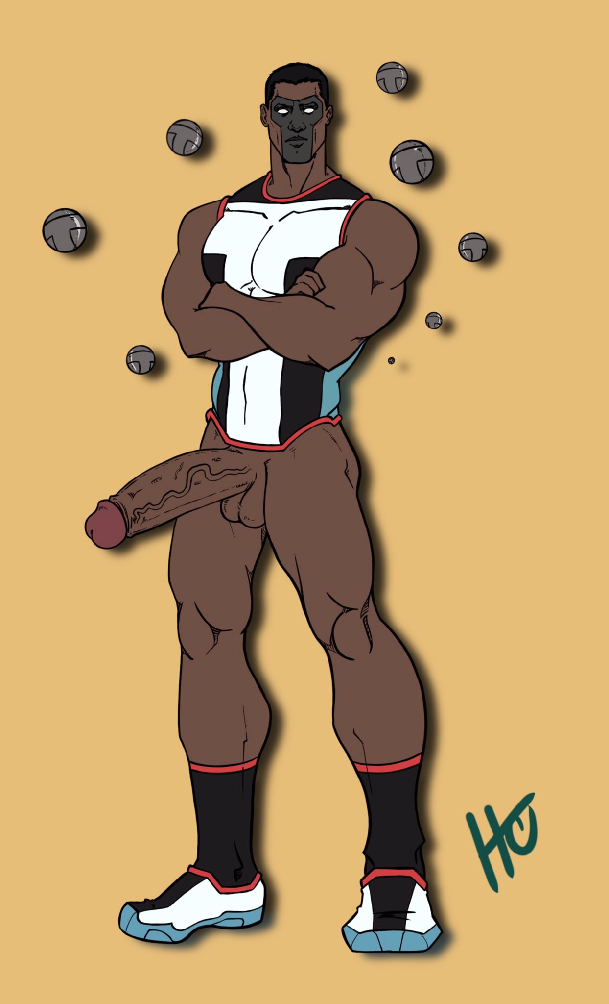 african african_male arms_crossed big_cock big_penis boner bottomless dark-skinned_male dark_male_only dark_skin dc erect_penis erection hard_on heroic_creativity huge_cock looking_at_viewer male male_only melanin michael_holt mister_terrific muscles muscular muscular_male superhero veiny_penis