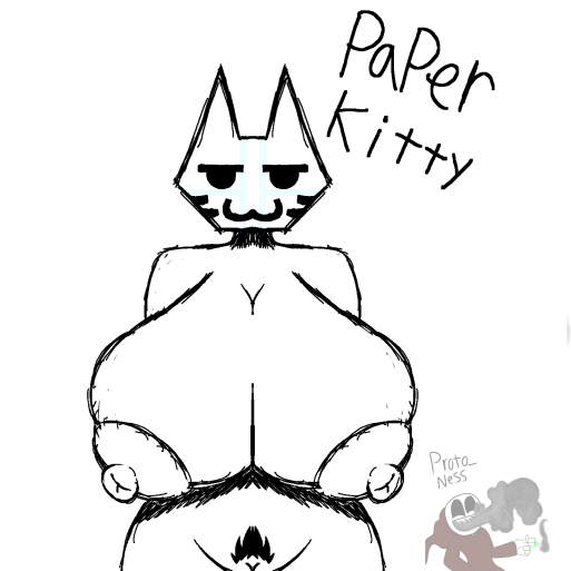 anthro catgirl feline female female_only furry furry_only paperkitty_(character) proto_ness_(artist) sketch solo tagme