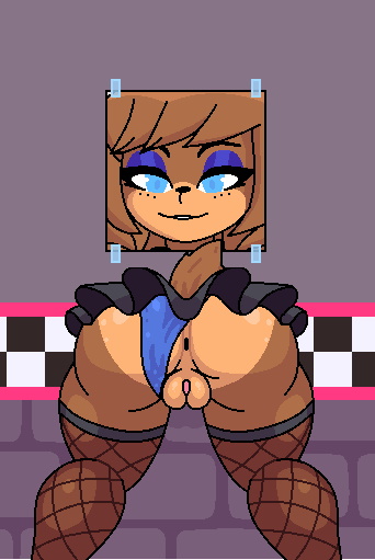 animatronic anthro anus ass blue_eyes blue_panties cally3d clazzey cryptiacurves eyeshadow fapwall fazclaire's_nightclub female fishnets five_nights_at_freddy's fnaf freckles freddy_(fnaf) fredina's_nightclub fredina_(cally3d) frenni_(cryptia) frenni_fazclaire fur furry furry_only glory_hole panties panties_aside pussy scottgames shy_jaz skirt stockings stuck stuck_in_wall tail through_wall underwear