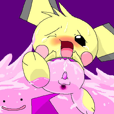 blush color cum ditto feral fur interspecies male nude penis pichu pichu_big pokemon pokemon_(species) sexless tagme wink