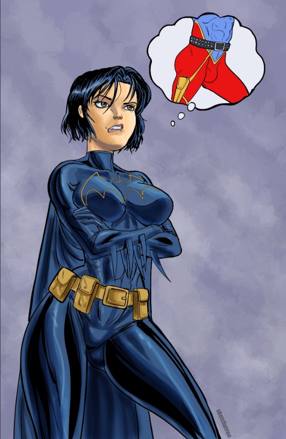 1boy 1boy1girl 1girls abs aroused aroused_female asian asian_female batgirl batgirl_(cassandra_cain) batman_(series) big_breasts biting_lip biting_own_lip bob_cut breasts bulge cassandra_cain conner_kent crotch crotch_rope dc_comics female horny horny_female imagining kon-el lust package short_hair sketchatron superboy superheroine superman_(series) thinking_about_another thinking_of_someone_else thirsty tight_clothing wanting_sex ziggysketch