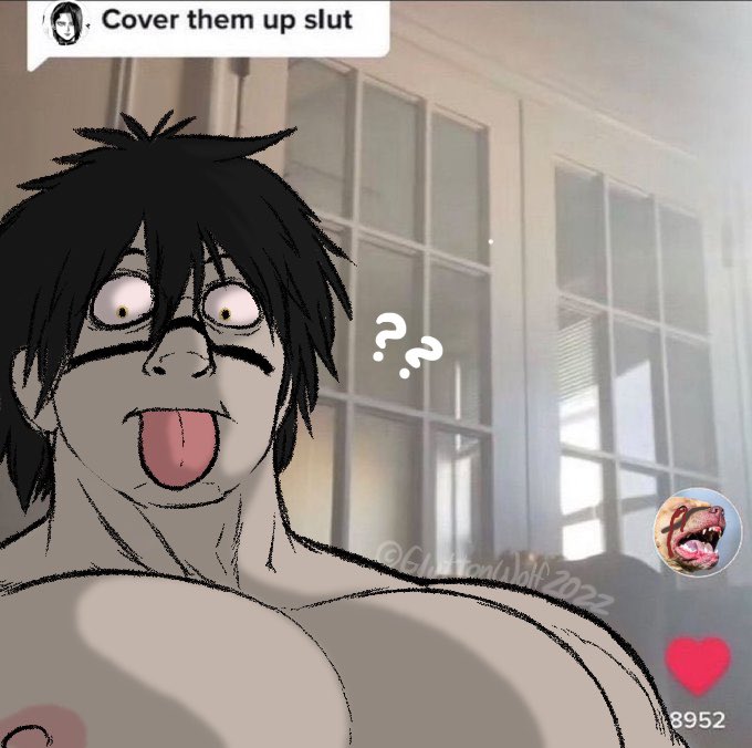 ? big_pecs black_hair confused cover_them_up_slut crazy_eyes facial_tattoo gluttonwolf kengan_(series) kengan_ashura looking_at_viewer male male_only meguro_masaki meme muscular muscular_male nikaido_ren pecs solo tongue_out topless topless_male toyomaddog