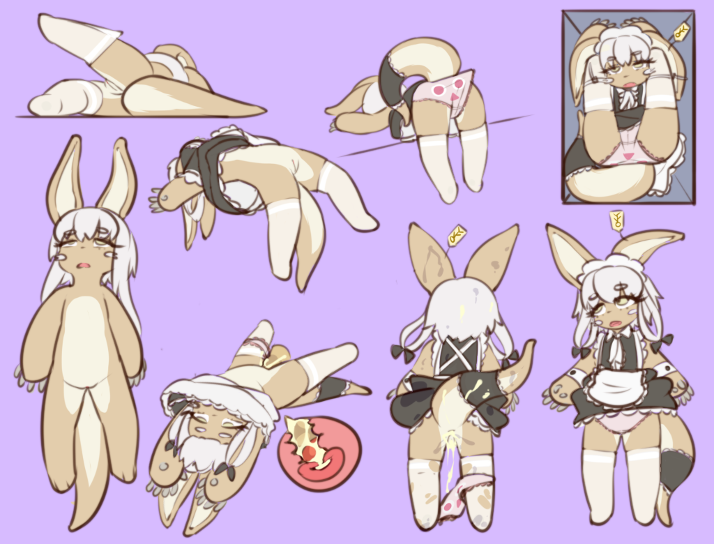 anthro box clothed clothing container death ear_tag female female_death fur lagomorph legwear made_in_abyss maid_uniform mammal nanachi necrophilia ninebuttom panties solo stockings torn_clothing underwear uniform