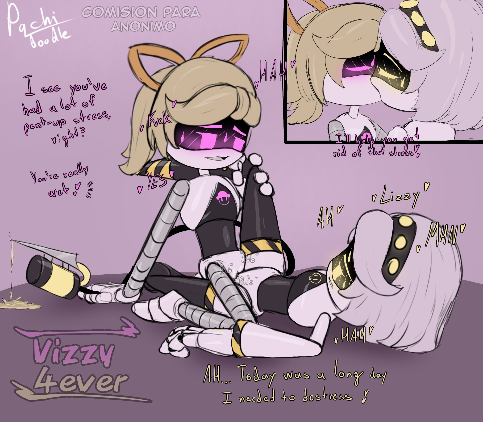 female, female only, female/female, glitch productions, kissing, lesbian, lesbian kiss, lesbian sex, lizzy (murder drones), murder drones, nude, nude female, pachinsfw, robot, robot girl, tribadism, v (murder drones), worker drone, yuri