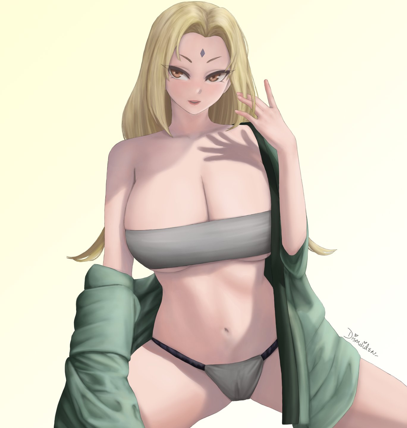 blonde hair, breasts, cameltoe, cleavage, dismaiden, female, female only, huge breasts, light skin, light-skinned female, naruto, naruto (series), pussy, tsunade, underboob