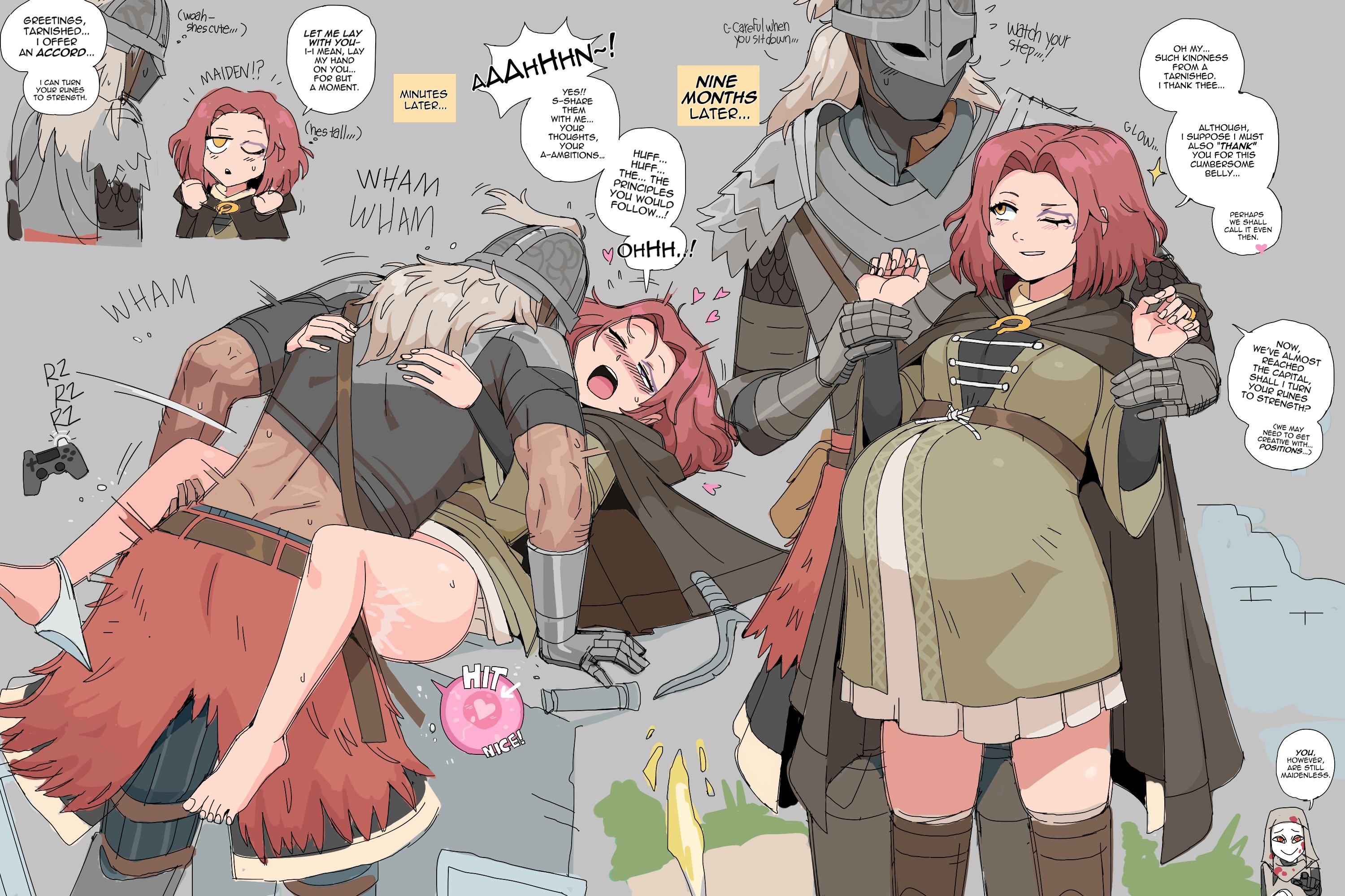 1boy, 1girls, clothed sex, elden ring, fertilization, impregnation, lewdlemage, melina (elden ring), pregnant, pregnant female, sex, tagme, tarnished, wholesome