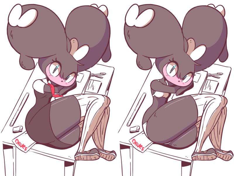 black hair, blue eyes, blush, bra, digital drawing (artwork), digital media (artwork), diives, female, gothorita, laying down, looking at viewer, nintendo, on desk, panties, pokémon (species), pokemon, pokemon (species), school uniform, schoolgirl, shoes, socks, thick thighs, thighs, underwear