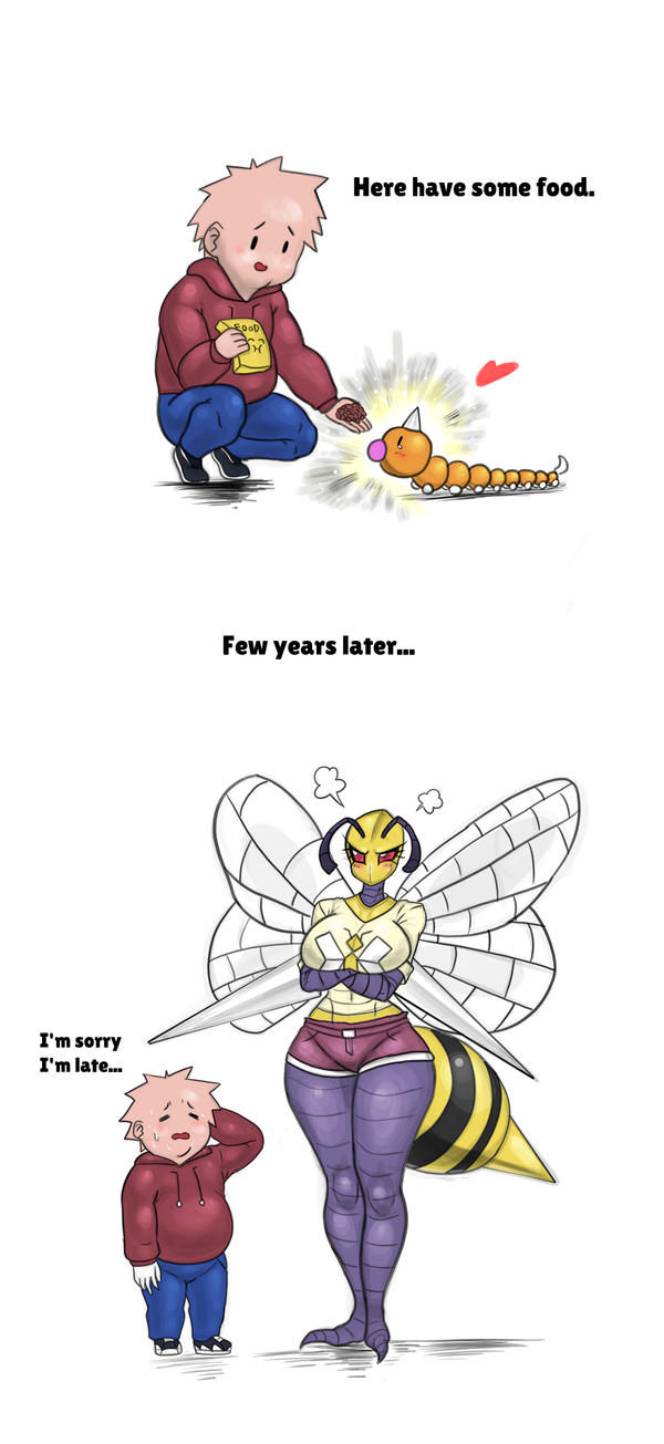 anthro beedrill big_breasts crossed_arms female_pokemon franschesco_(artist) pokémon_(species) pokemon pokemon_(species) thick_thighs