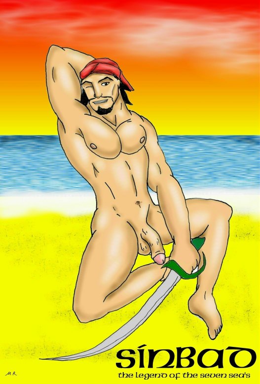 arab_male beach beard black_hair dreamworks facial_hair male_only middle_eastern muscles muscular muscular_male sinbad sinbad:_legend_of_the_seven_seas solo solo_male sword tagme wink