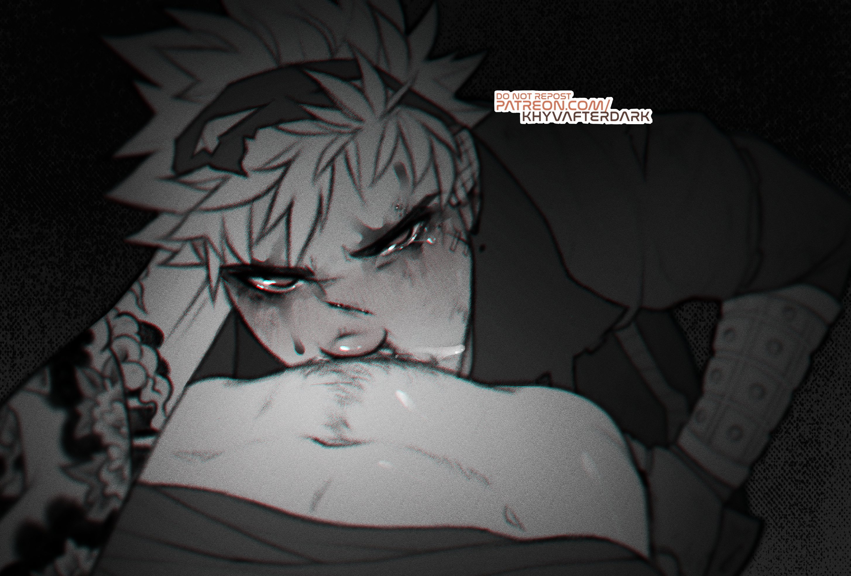 blowjob, dacryphilia, deepthroat, gay, gay male, katsuki bakugou, khyvafterdark, male, male only, my hero academia, penis, running makeup, tears, yaoi