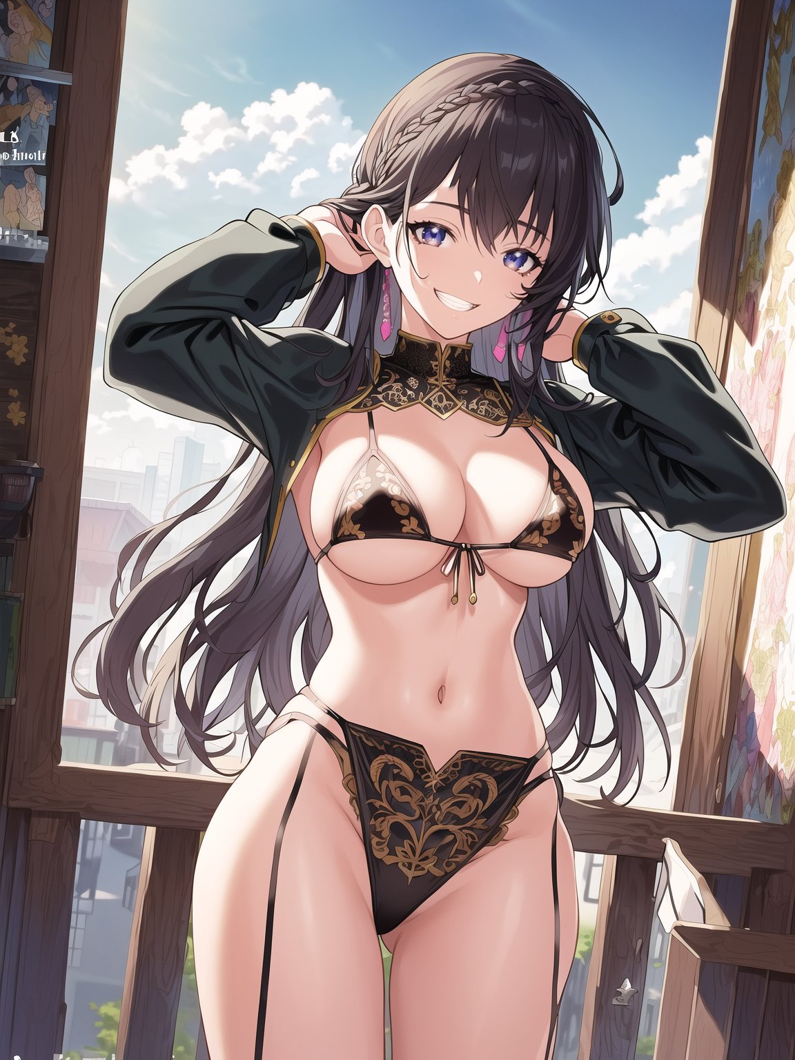 1girls, ai generated, big breasts, black hair, black lingerie, breasts, curvy, curvy body, curvy female, curvy figure, female, female focus, female only, high resolution, highres, long hair, nai diffusion, original, original character, seductive look, solo, stable diffusion, voluptuous, voluptuous female