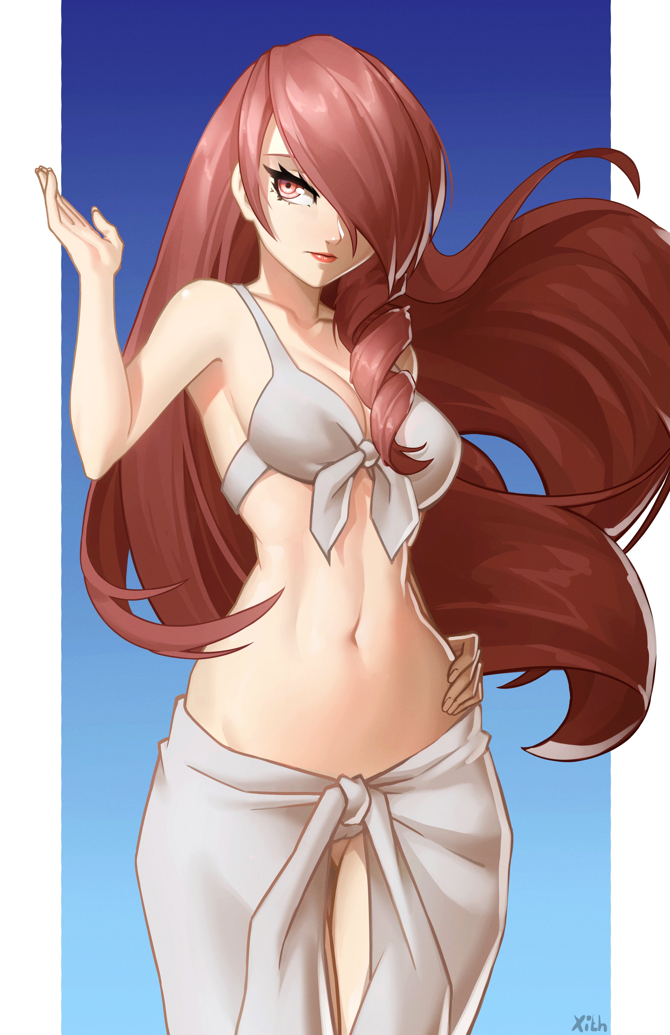 atlus, breasts, female, female only, mitsuru kirijo, persona, persona 3, red eyes, red hair, solo, tagme, x xith x