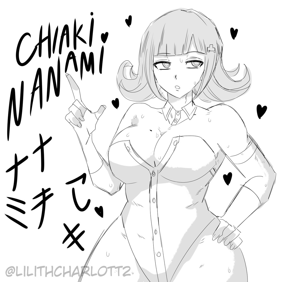 breasts, bunnysuit, cleavage, danganronpa, danganronpa 2: goodbye despair, female, female only, large breasts, lilithcharlott2, mole, mole on breast, nanami chiaki, straight hair, super danganronpa 2, thick thighs, thighs