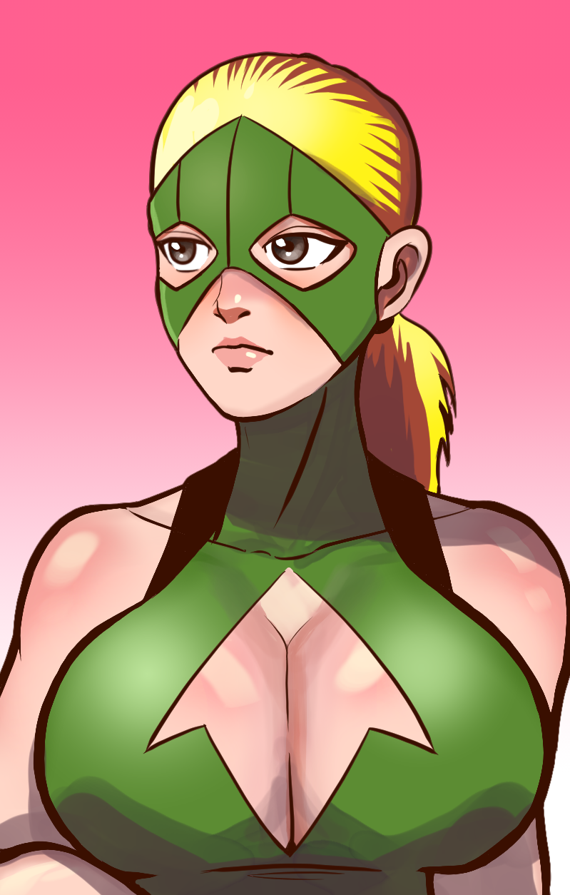 1girls artemis_(dc) artemis_crock artist_request big_breasts breast_focus breasts cleavage dc dc_comics female solo superheroine young_justice