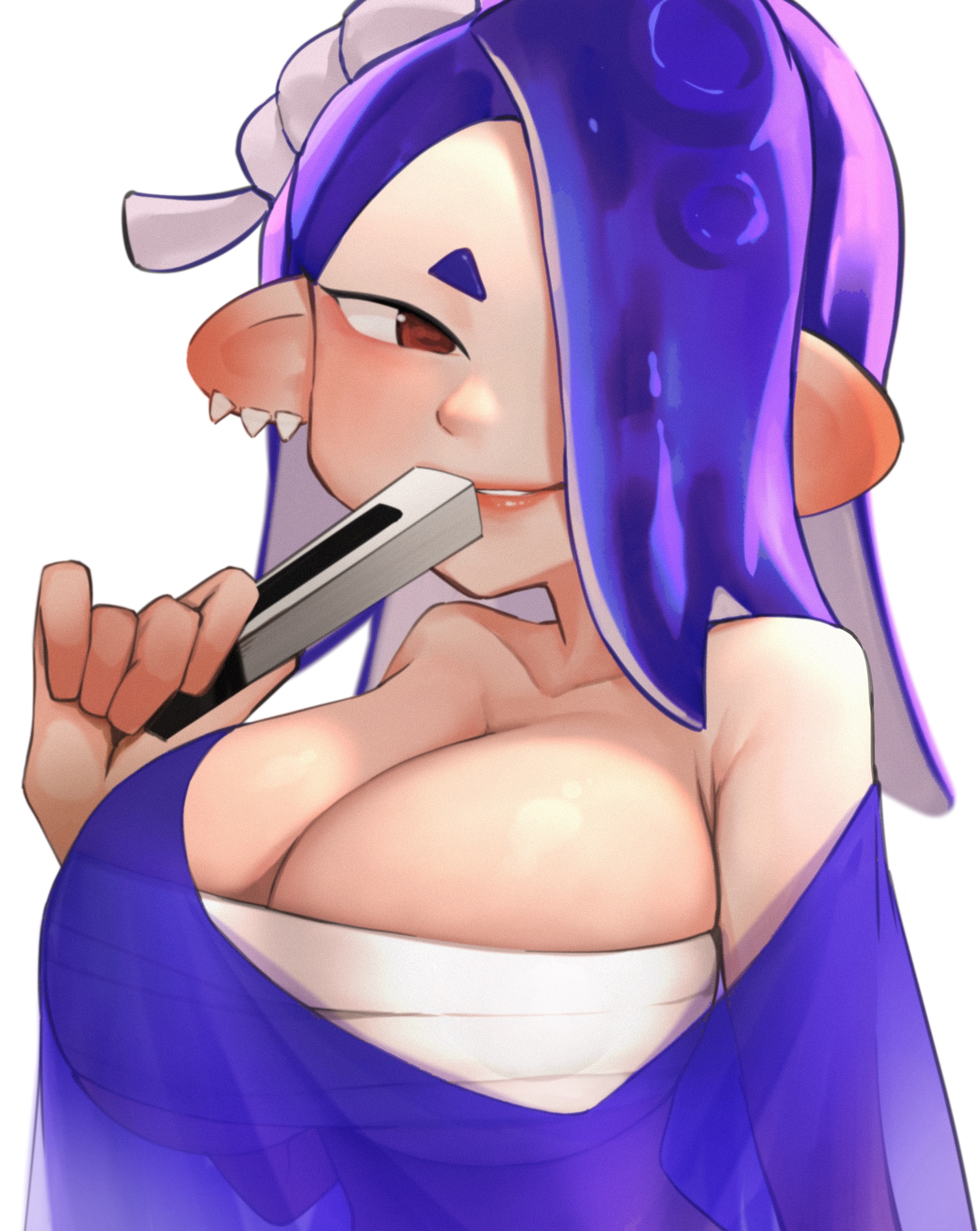 female, nintendo, octoling, purple hair, shiver (splatoon), smile, splatoon, splatoon 3, tagme, tentacle hair