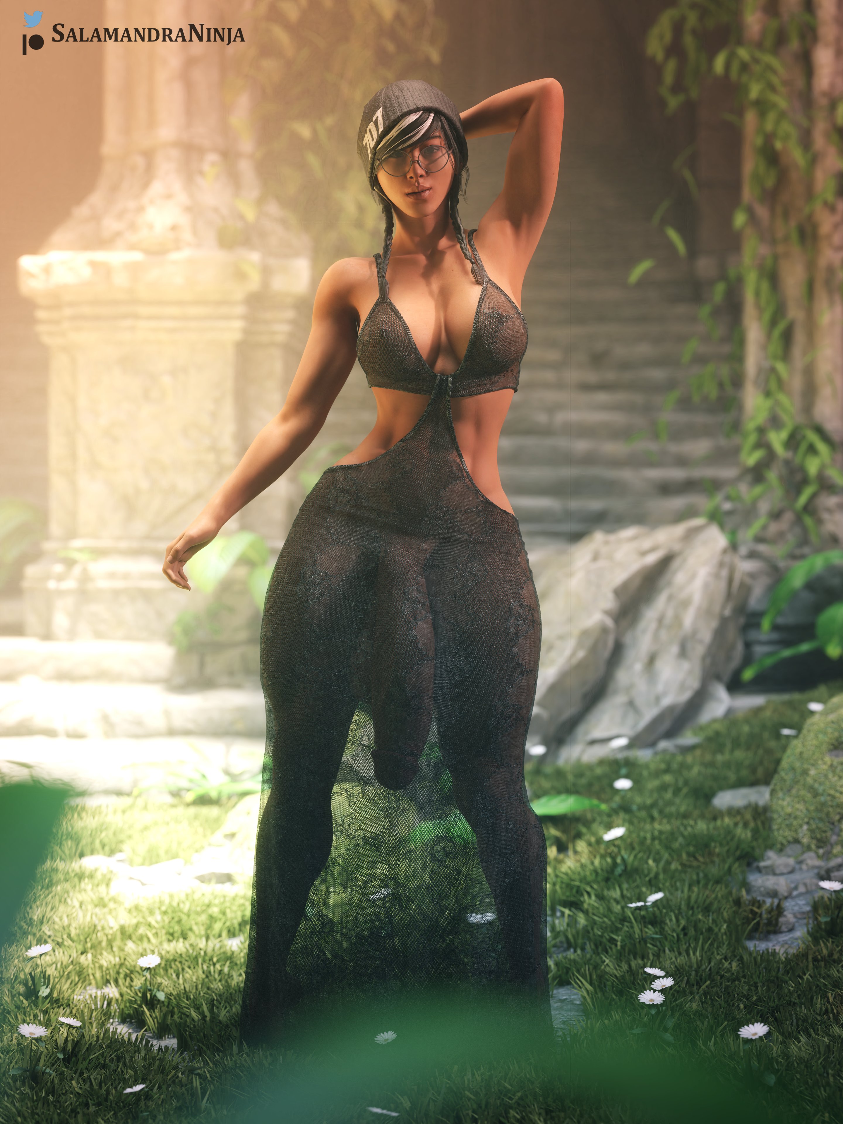 1futa, 3d, abs, beanie, big breasts, big penis, breasts, bulge, circumcised, dokkaebi (rainbow six), futa only, futanari, glasses, huge cock, intersex, large penis, lingerie, penis, rainbow six, rainbow six siege, salamandraninja, see-through clothing, skirt, smirk, solo futa, thick thighs, toned, useless clothing, veiny penis