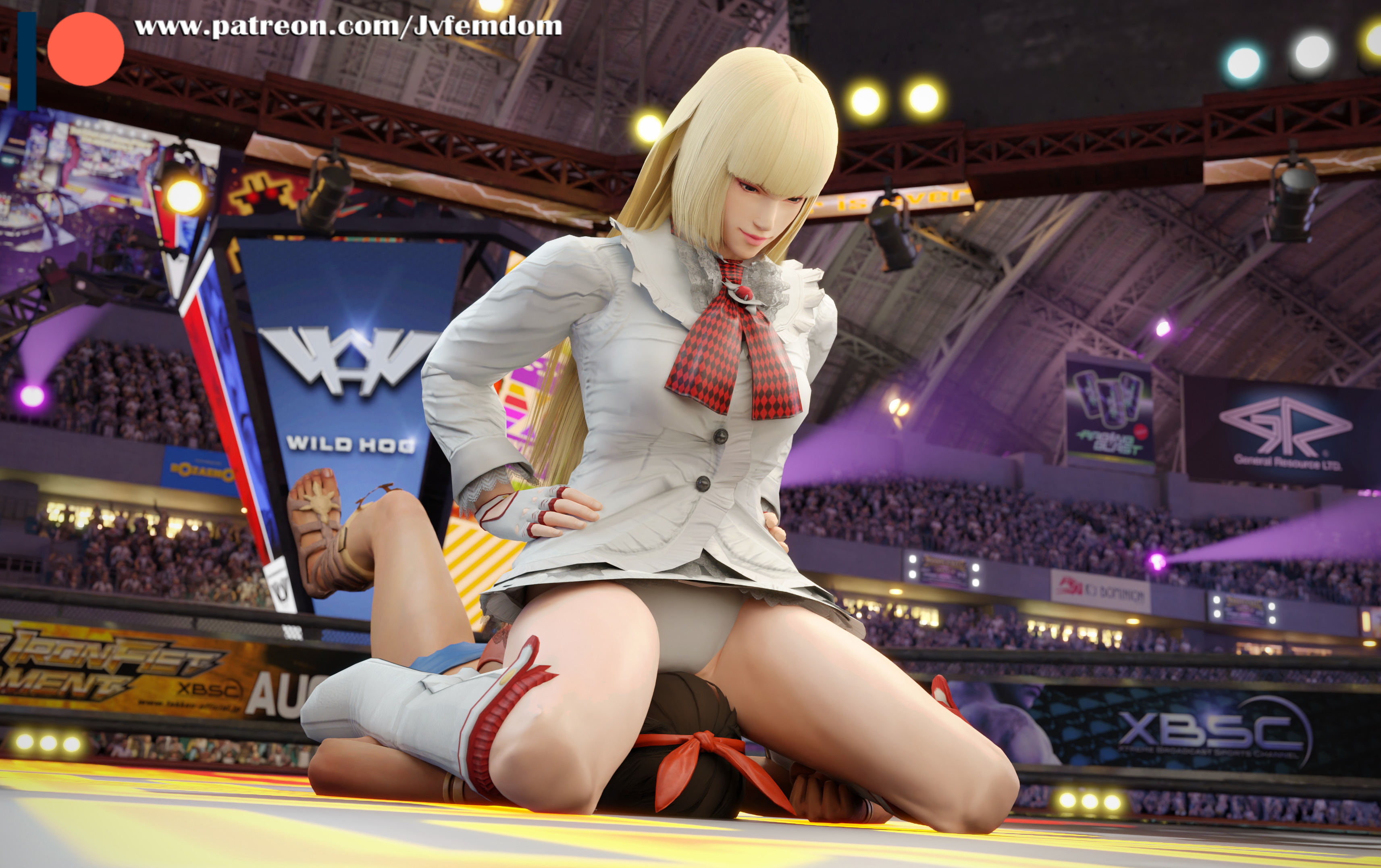 2girls, 3d, 3d (artwork), absurd res, asphyxiation, ass, beaten, between legs, between thighs, blender, blonde hair, blue eyes, boot fetish, boots, brown hair, catfight, choking, dominant, dominant female, domination, dominatrix, dress, emilie de rochefort, face in ass, facesitting, female, female domination, female only, femdom, fight, fighting ring, fingerless gloves, gladiator sandals, hands on hips, heel boots, helpless, highres, humiliation, josie rizal, jvfemdom, legs, lezdom, long hair, looking at another, looking down, mounting, pinned, pinned down, pinned to floor, public humiliation, ryona, short hair, sitting, sitting down, sitting on face, sitting on person, smothering, struggling, submission, suffocation, tekken, tekken 7, thick ass, thick thighs, thighs, victory, victory pose, white boots, wrestling, yuri
