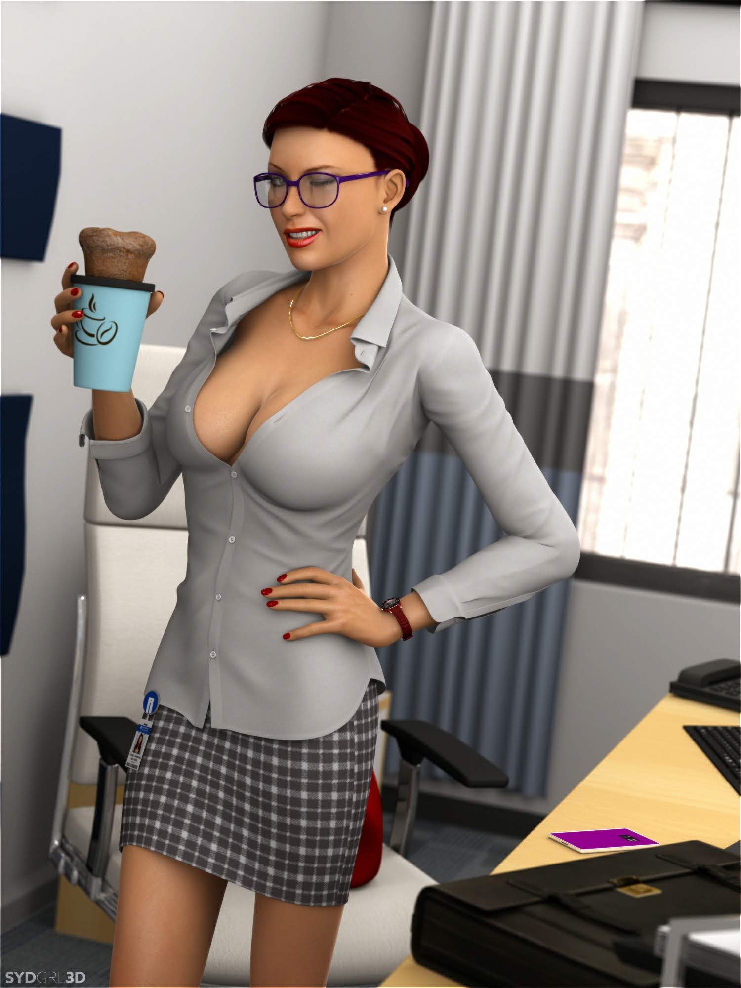 breasts clothes glasses muffin sydgrl3d wink