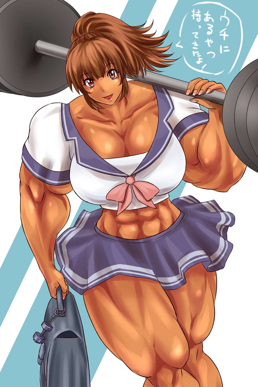 abs big_breasts big_muscles dark-skinned_female dark_skin female female_only hyper hyper_muscles macto2nd muscle muscles muscular muscular_female tagme