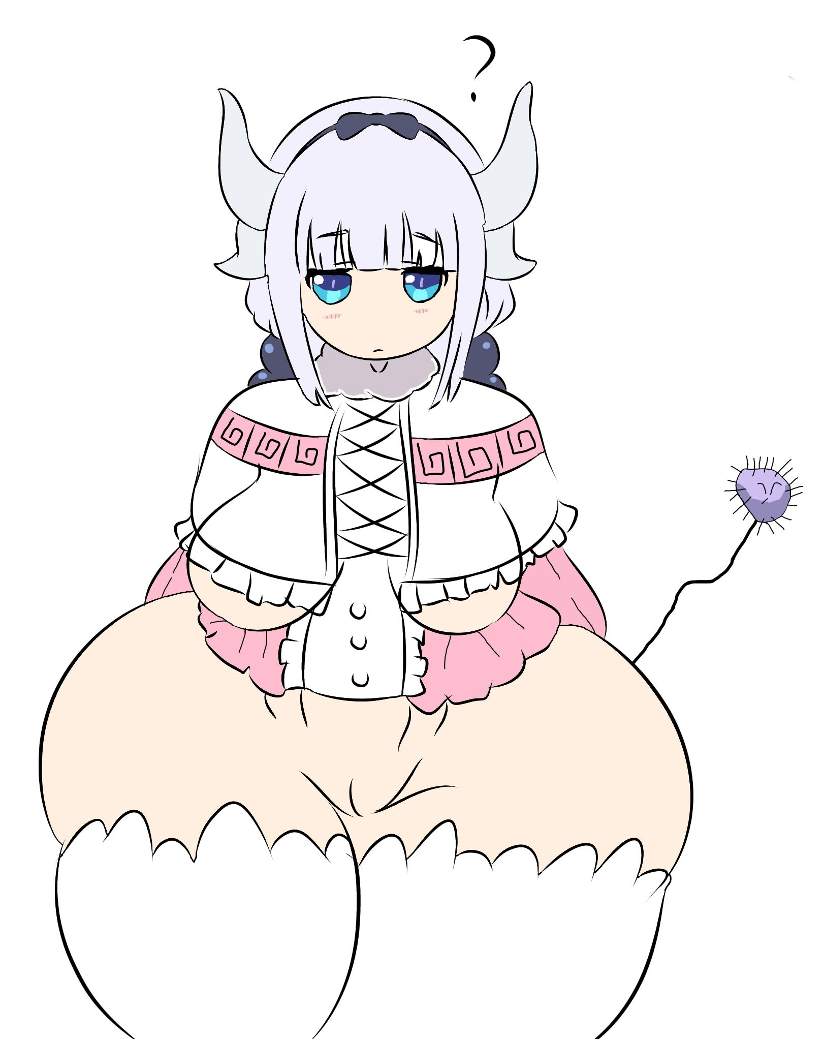 1girls, age difference, ass bigger than body, eye contact, female, female only, heroesincapa, kanna kamui, miss kobayashi's dragon maid, no shading, shortstack, solo, staring at viewer, tagme, tail, thick, thick thighs, young